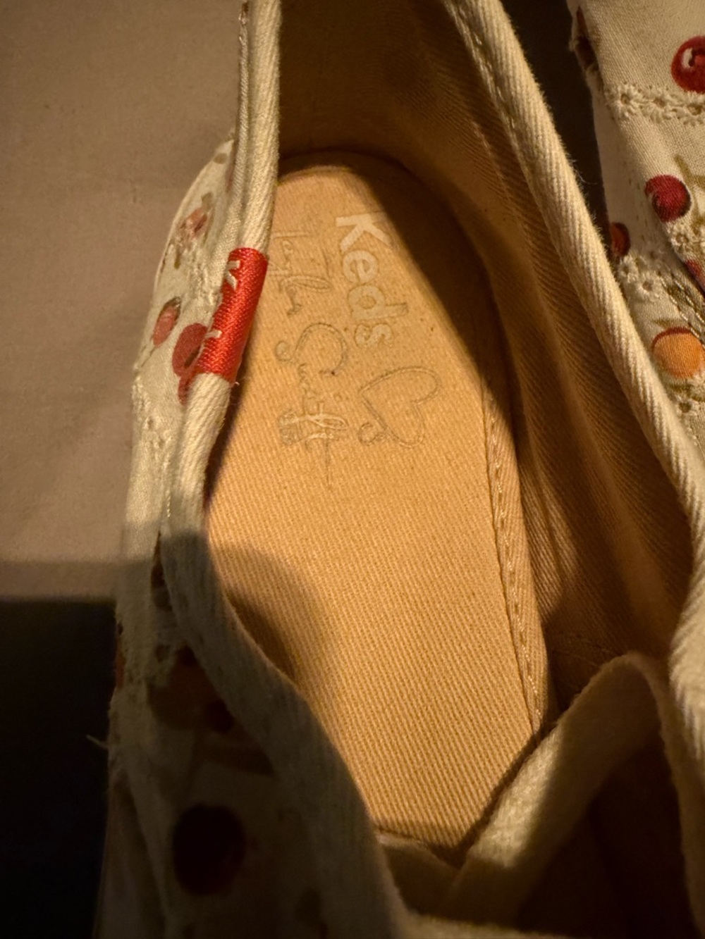 Taylor Swift Keds White Canvas Sneakers with Red and Orange Cherry Print - Picture 4 of 5